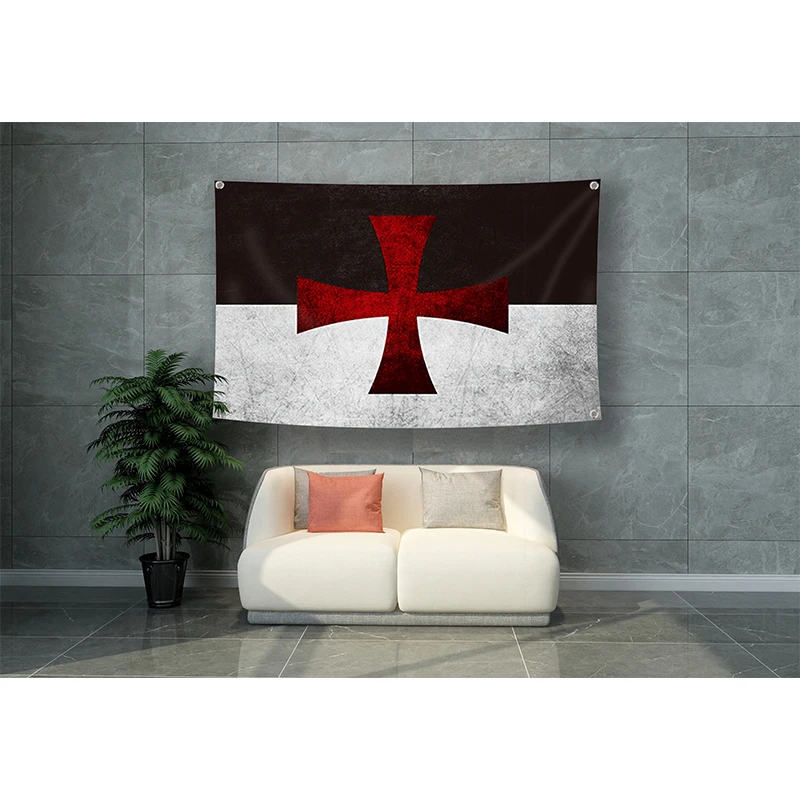 Рыцарь Templar Ретро Флаг Баннер полиэстер 144*96 см подвесить на стену 4 люверса