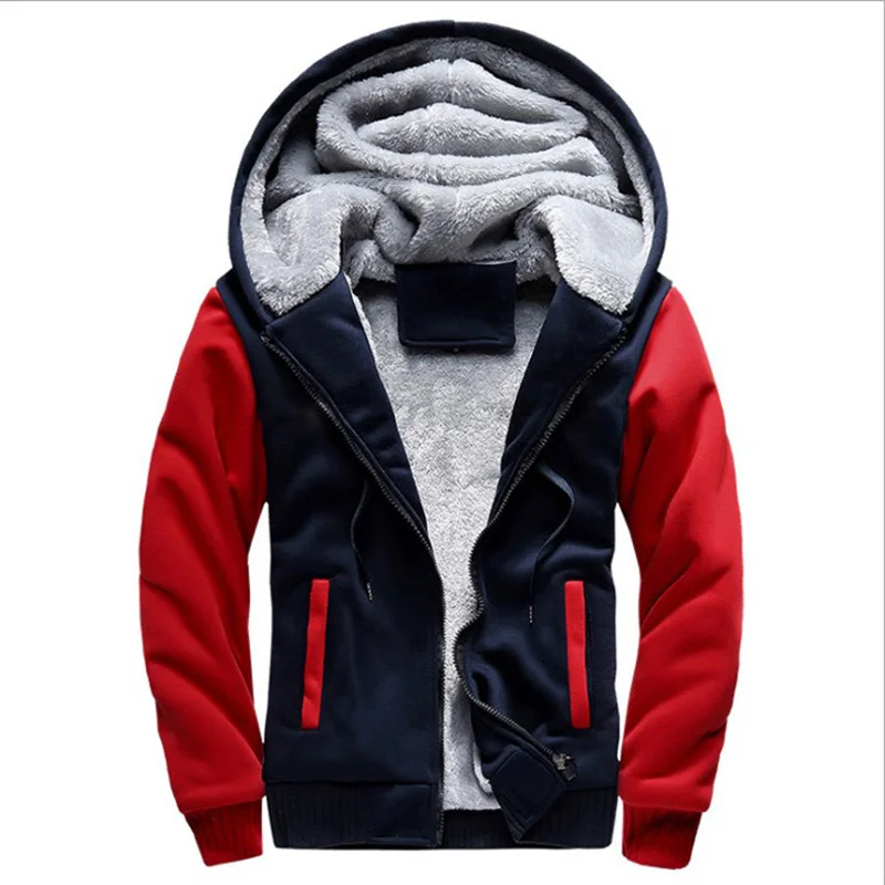 

2021 new autumn and winter plus velvet thick warm jacket men's plus size trendy fashion youth cardigan sweater hooded jacket