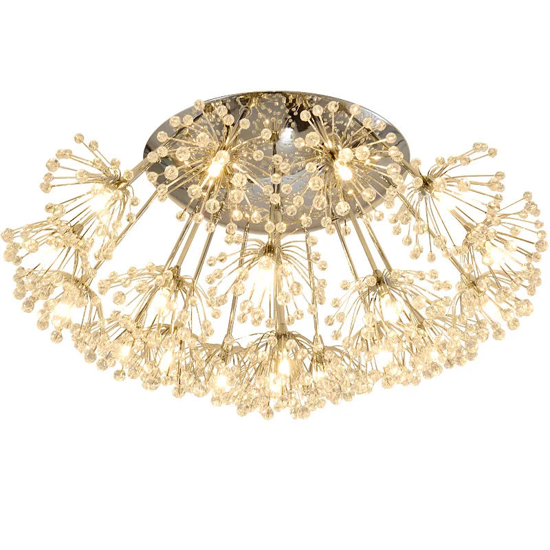 Club Bar Romantic Led star crystal Lighting Round chrome Ceiling Light for bedroom Dining Room lamp art Dandelion light Lampara | Лампы и
