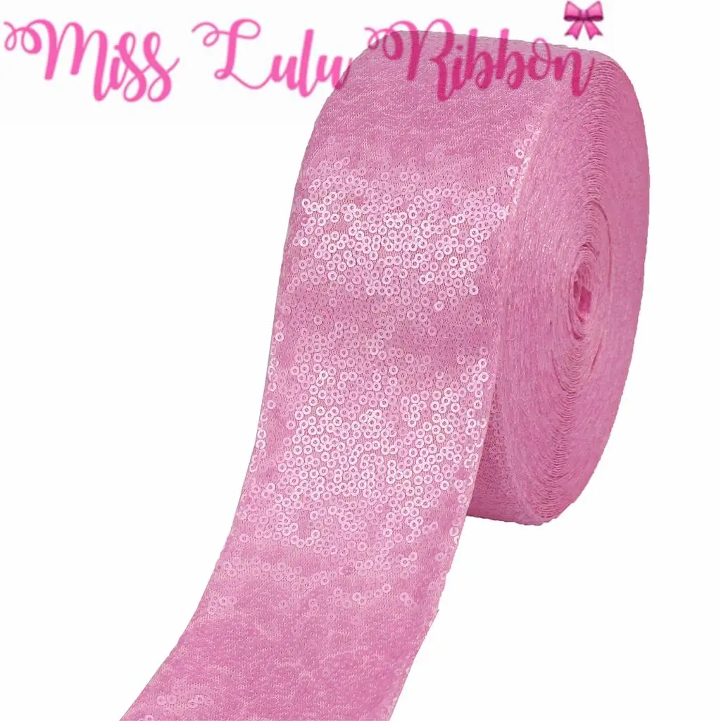 

3"75mm Shiny Cutting Sequin Ribbon Colorful Lt. Pink DIY Wedding Party Decor Hair Bowknows Making 25yards/roll