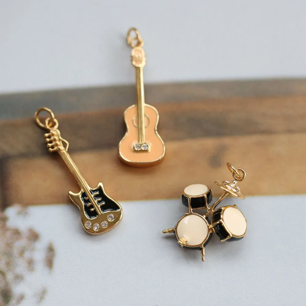 925 Серебро Золото Эмаль stradivarius ожерелье для женщин музыкальный инструмент подвесной Huqin Гитары пианино Скрипки барабан арфа лютня