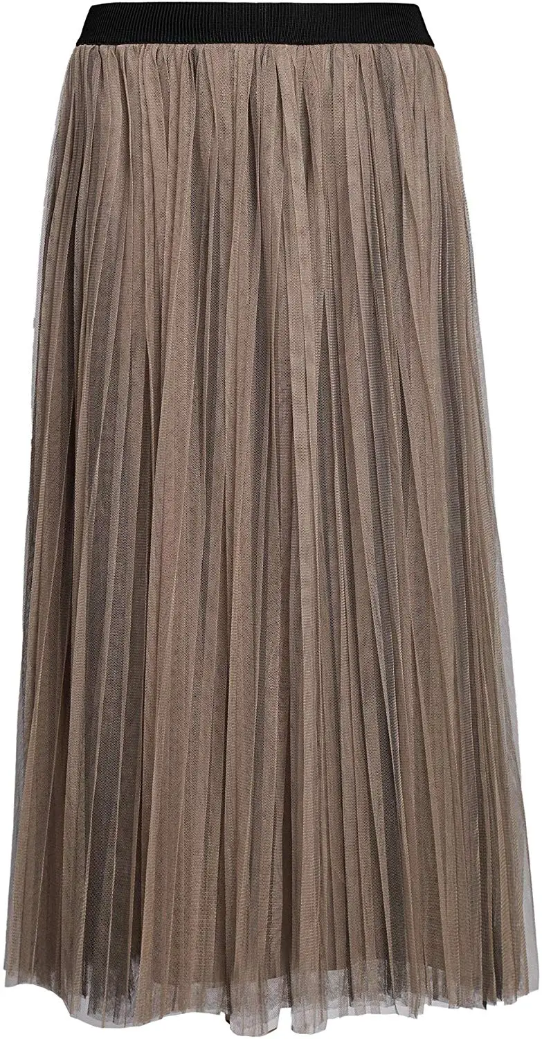 

Женская длинная Плиссированная фатиновая юбка трапециевидной формы с эластичной резинкой на талии, фатиновая юбка миди, 030204