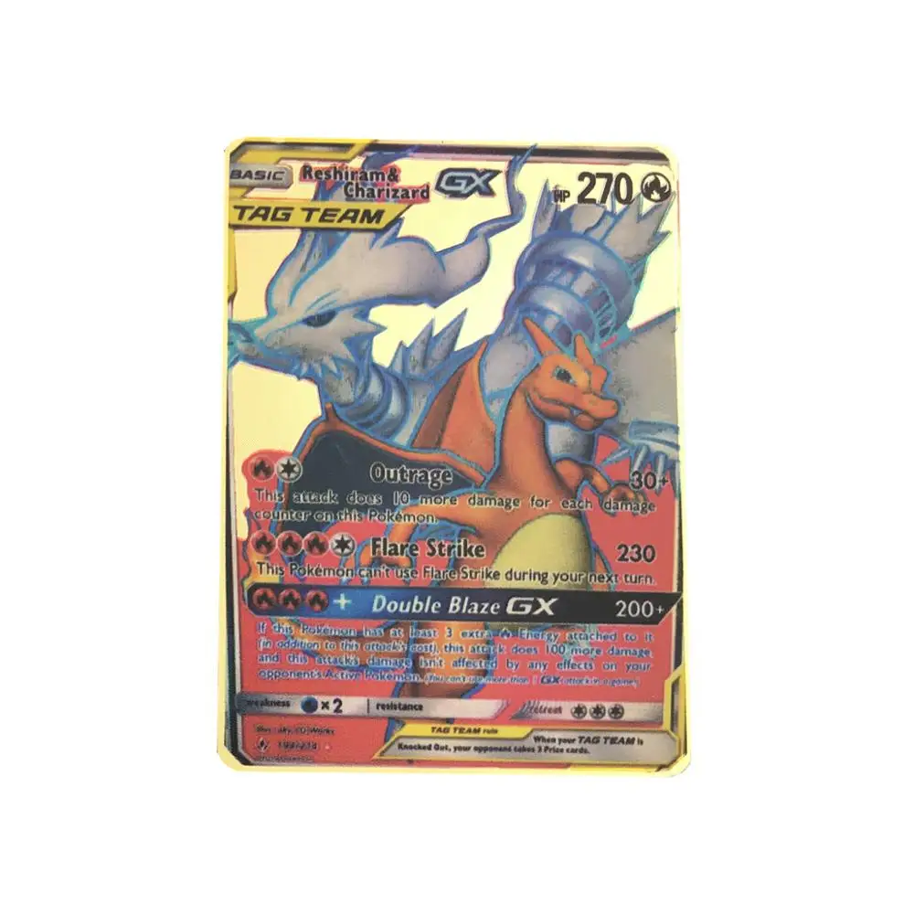 Лучшие продажи золотой металл цвет битва карт игры Pokemones карты энергии Charizard коллекция карт игрушки