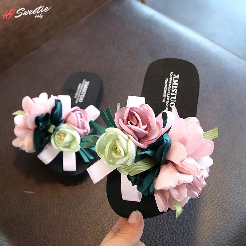 

2021 Summer Children's Slippers Girls Beach Sandals Flat Non-slip Flowers Parent-child Fashion Sandals Kids Shoes for Girl