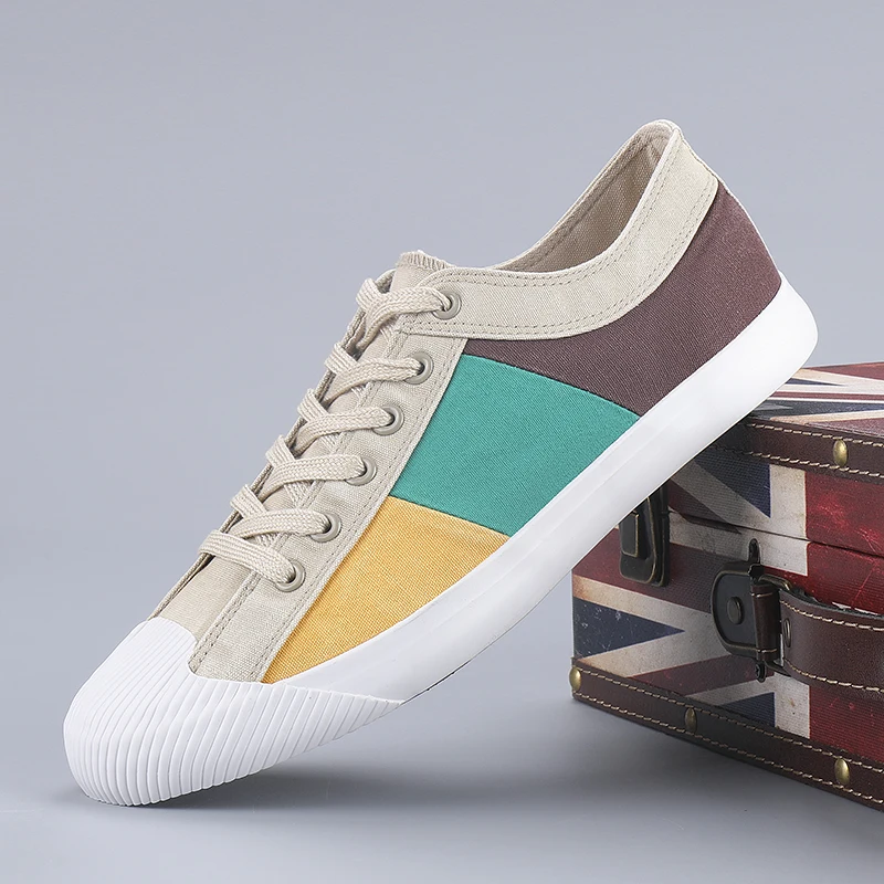 Мужская повседневная обувь парусиновая для мужчин Модная брендовая на плоской