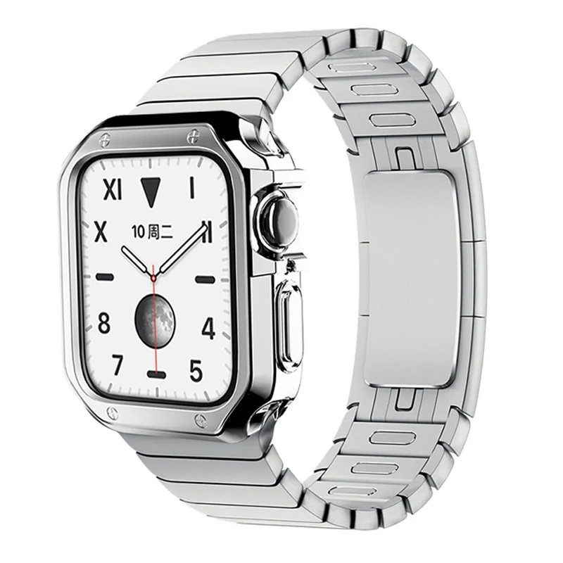 

Case+Strap Link bracelet For Apple Watch band 44mm/40mm 42mm iWatch 3 4 5 6 se Metal bracelet Apple watch series 7 41mm 45mm