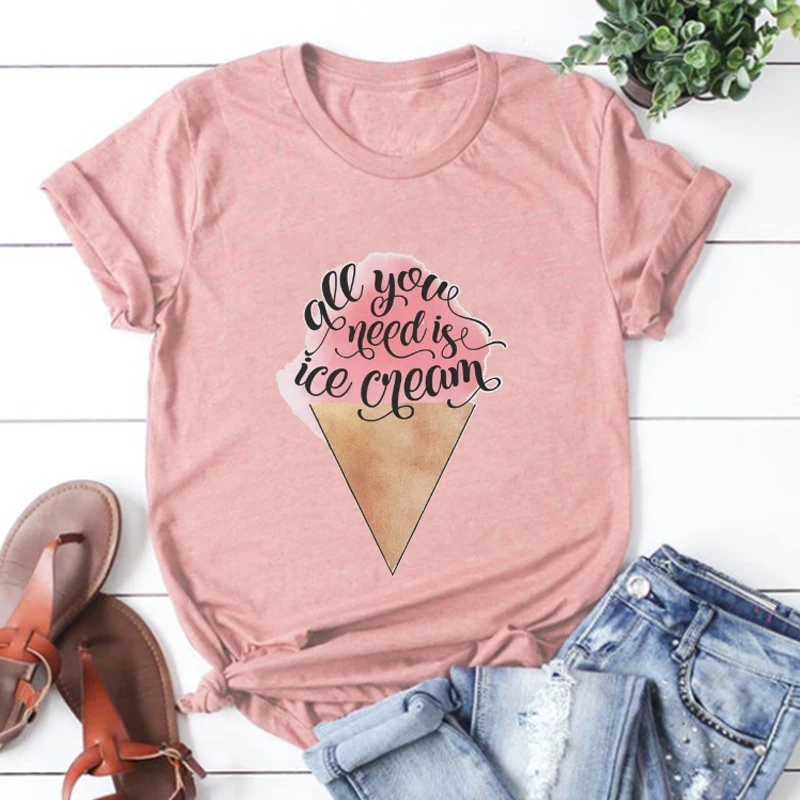 

All You Need Is Ice Cream T Shirt Men Vintage Summer Tees Hawaii Beach Vacation Girls Fashion Tops Travel Couple T-shirt