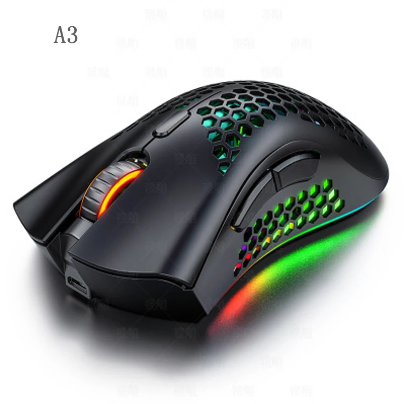 

A3 Wireless Chargable Mouse Hollow-out Gaming Mouse RGB Backlight Silent Mouse Optical Computer Mouse For Laptop PC