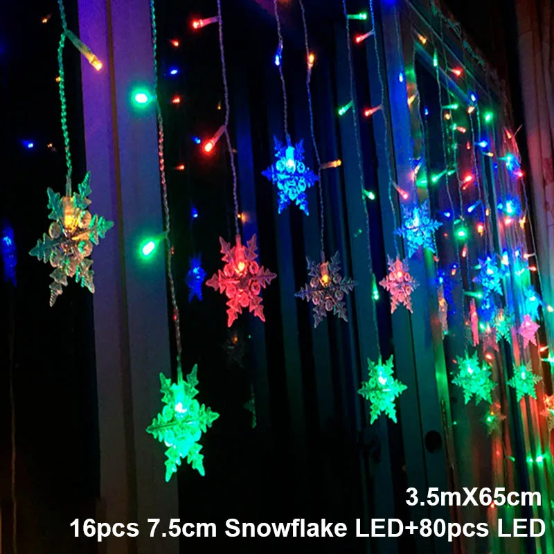 color snowflake Рождественская Лось гирлянда с колокольчиками светильник светодиодный Рождественский Декор для дома подвесная гирлянда Рождественская елка Декор Украшение Рождественский подарок - Цвет: color snowflake
