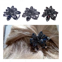 women sweet metal flower small mini hair clip claw clamp retro crystal rhinestone hair pins hair accessories