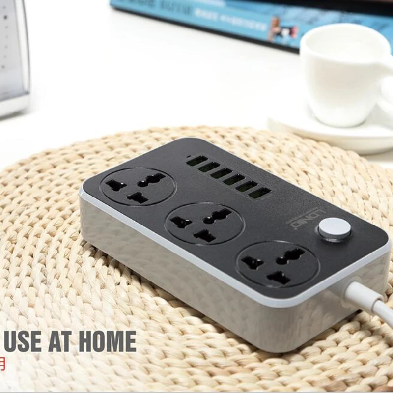 Штепсельная Вилка USB разъем питания 3 универсальные розетки 6 портов быстрой