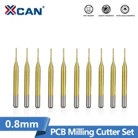 xcan corn end mill 10pcs 0 8mm 18 shank titanium coated carbide end mill cnc milling tool bit pcb milling cutter cnc router bit