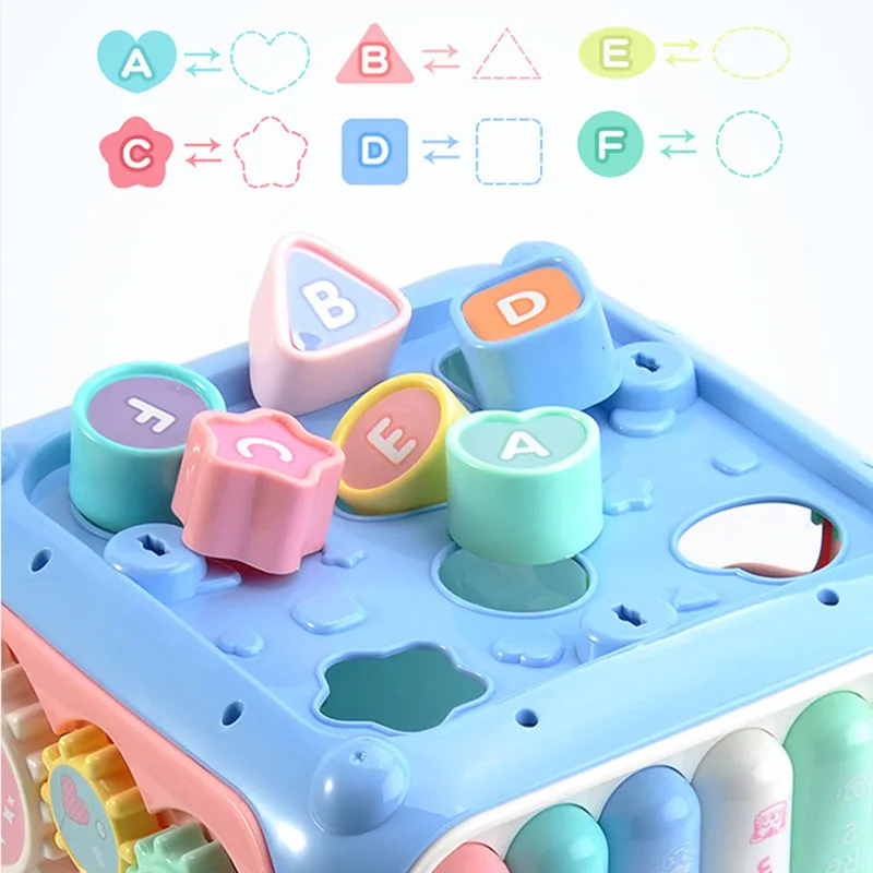 

Baby Music Drum Children's Hexahedron Puzzle Multi-Functional Study Table Hand Drum Wisdom Square Polyhedron Toy