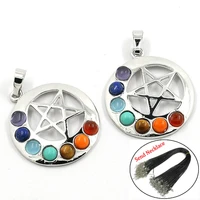 natural crystal alloy pentagram seven chakra necklace pendant women jewelry sweater chain earring accessories new year gift