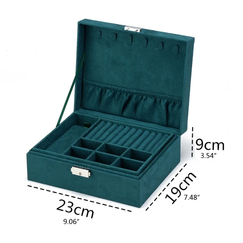 

Jewelry Box Organizer 2 Layer Jewel Storage Case Necklace Earrings Ring Leather Display Jewellery Holder with Removable Tray