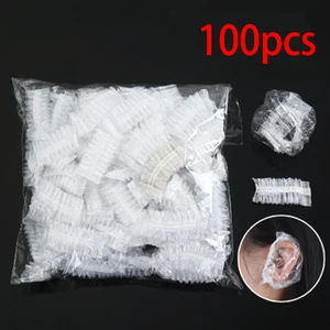 100 шт Одноразовая крышка для ушей пластиковая водонепроницаемая крышка для защиты ушей s Салон Парикмахерская Защитная крышка для душа инструмент