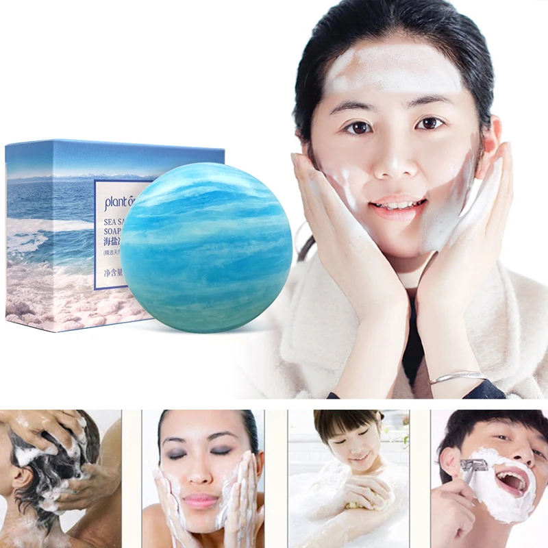 

80g Removal Acne Foaming Sea Salt Soap Moisturizing Mites Removal Handmade Soap Essential Oil Soap Face Body Deep Cleansing Soap