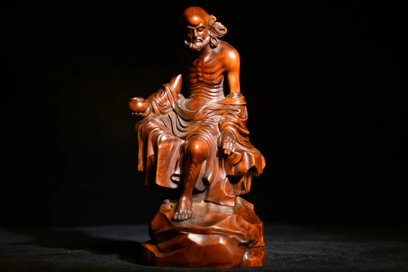 

Китайская статуя на удачу из старого бокса, ручная работа, Lohan, похудение, Lohan Bodhidharma Dharma, хранилище Будды