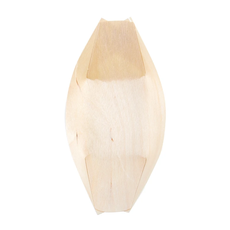 50x finger food - bowls &quotboat" biodegradable wood 11 cm x 6.5 | Дом и сад