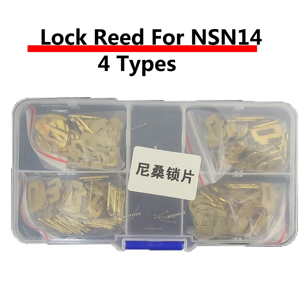 

200PCS/LOT NSN14 Car Lock Reed Plate For Nissan Car Door Lock Repair Kits Brass Material 4 Models Each 50pcs with Spring