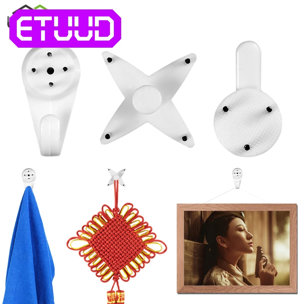

20pcs White Painting Photo Frame Hook Plastic Invisible Wall Hooks Mount Photo Picture Nail Hook Hanger Mirror Hanging Hangers