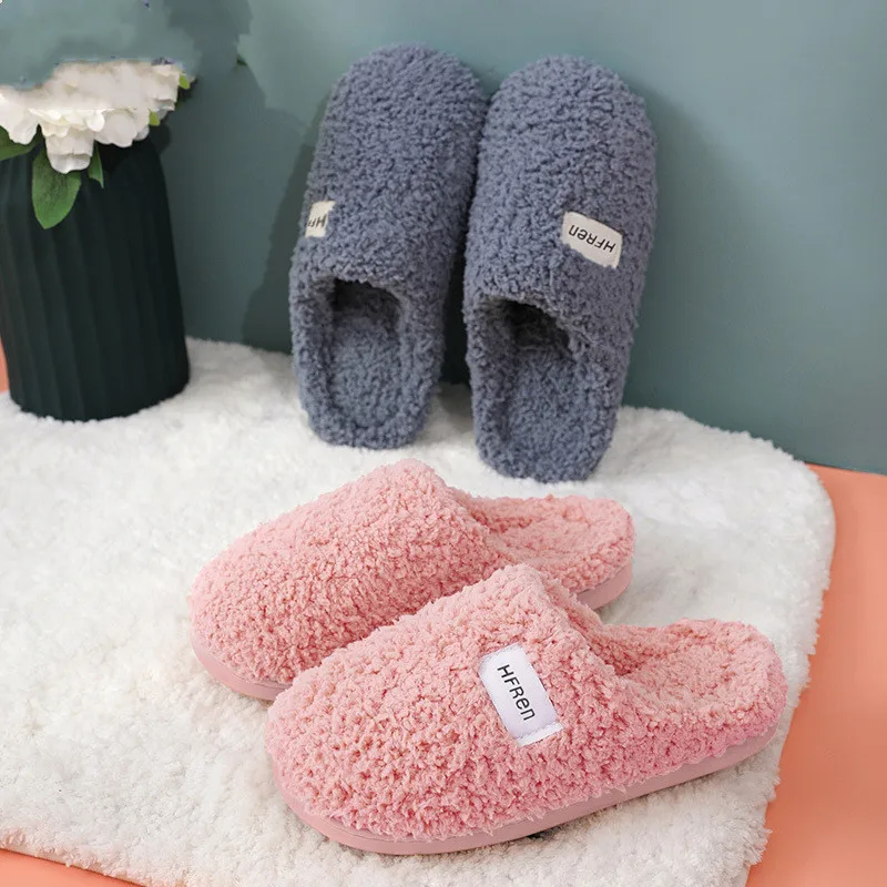 

Hot Sale Women Home Slippers Indoor Non-Slip Fur Shoes Man And Ladies Memory Foam Slides Concise Couples Cotton Slippers Unisex