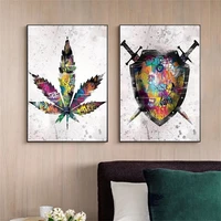 street graffiti art canvas painting wall art for living room maple shield picture home decor bedroom canvas poster and prints