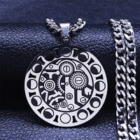 stainless steel steampunk moon phase chain necklaces for womenmen silver color machine silver necklace jewelry collier n4054s06