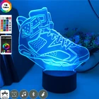 USB 3D неоновая настольная лампа для баскетбола, светодиодсветодиодный ночные светильники, кроссовки, акриловый ночник, управление через приложение, атмосфера, декор комнаты, подарок для детей