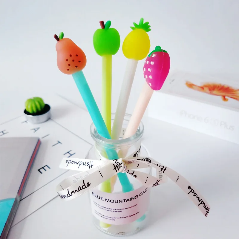 20PCs Gel Pens Korean Creative Cute Signature Pen Fruit Gel Pen Writing Tools School Supply Office Supplies Stationery Wholesale