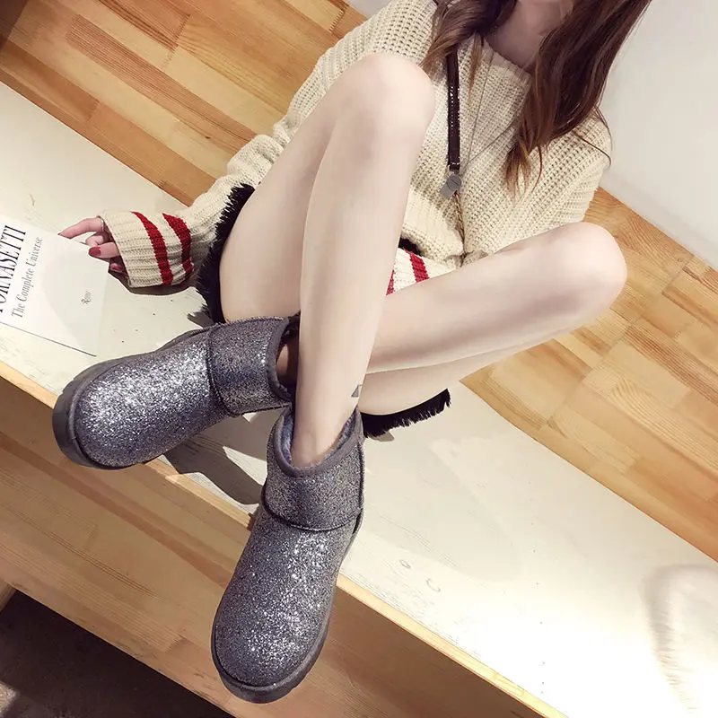 Зимние ботинки зимняя обувь на плоской подошве тканевые женские ботильоны с