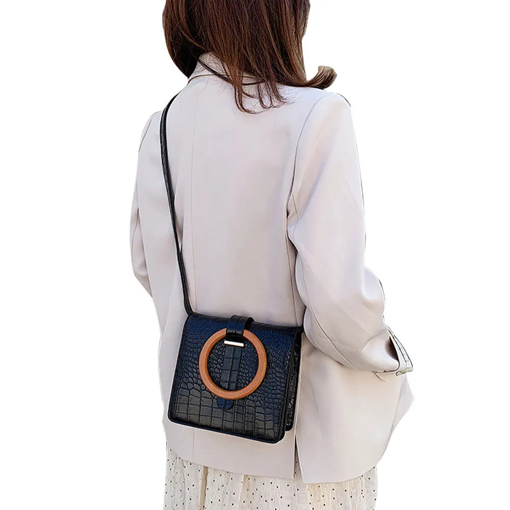

Ladies Fashion Wear-resistant Handbag Women Crocodile Pattern Printed Crossbody Bags Solid Color PU Leather Shoulder Bag