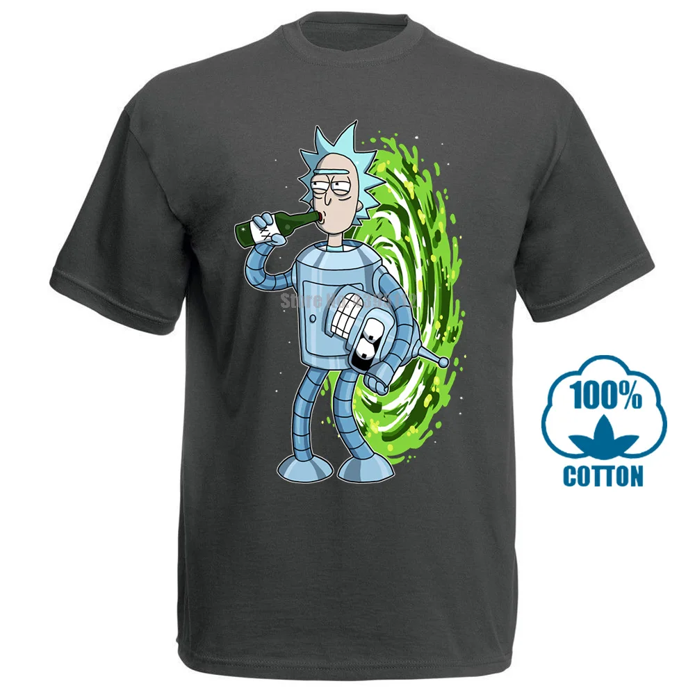 Charcoal Рик и Морти Futurama комбо Рик Санчез Бендер новая хлопковая футболка S 5Xl хлопок для мужчин и женщин футболки на заказ - Цвет: Charcoal