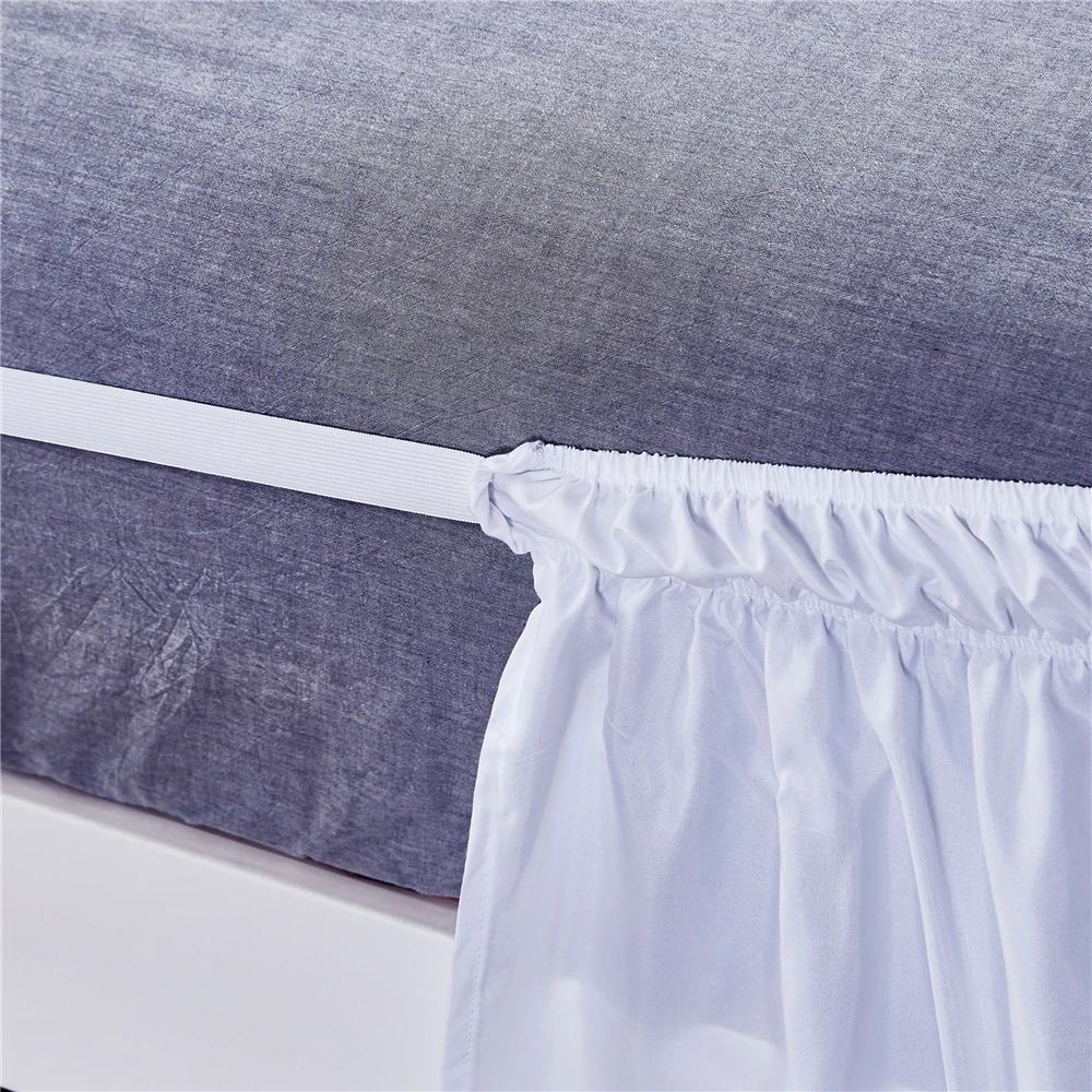 Falda de cama el&aacute;stica con volantes, estilo envolvente, f&aacute;cil ajuste, 15 pulgadas, antipolvo, con volantes, esquinas, resistente a la decoloraci&oacute;n, Color s&oacute;lido-5