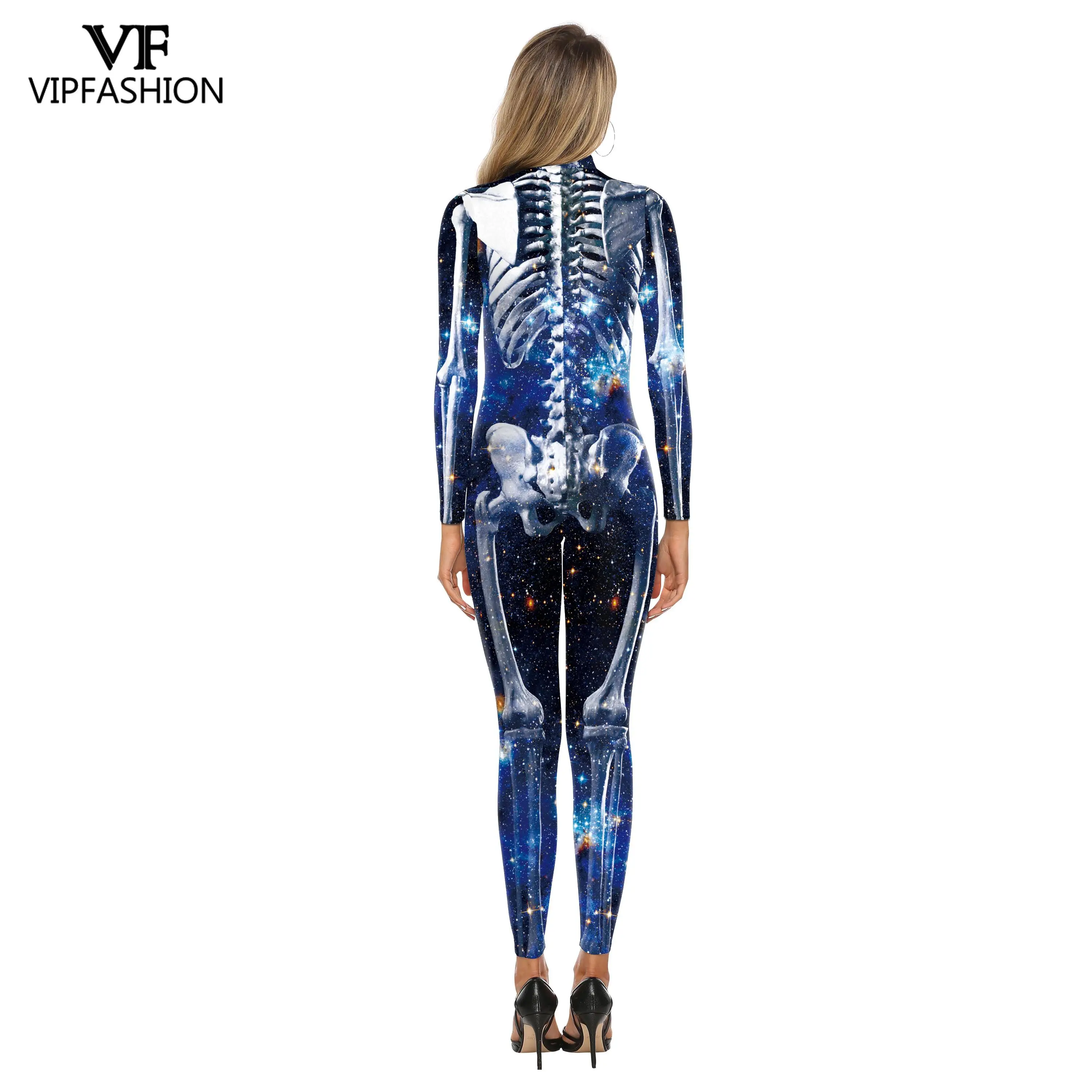 VIP Модный с принтом скелет для костюмированной вечеринки костюмы на Хэллоуин