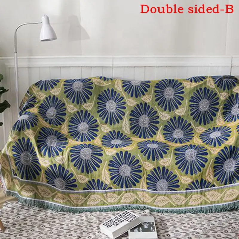 Европейское хлопковое покрывало для дивана с цветами вязаное плетеное