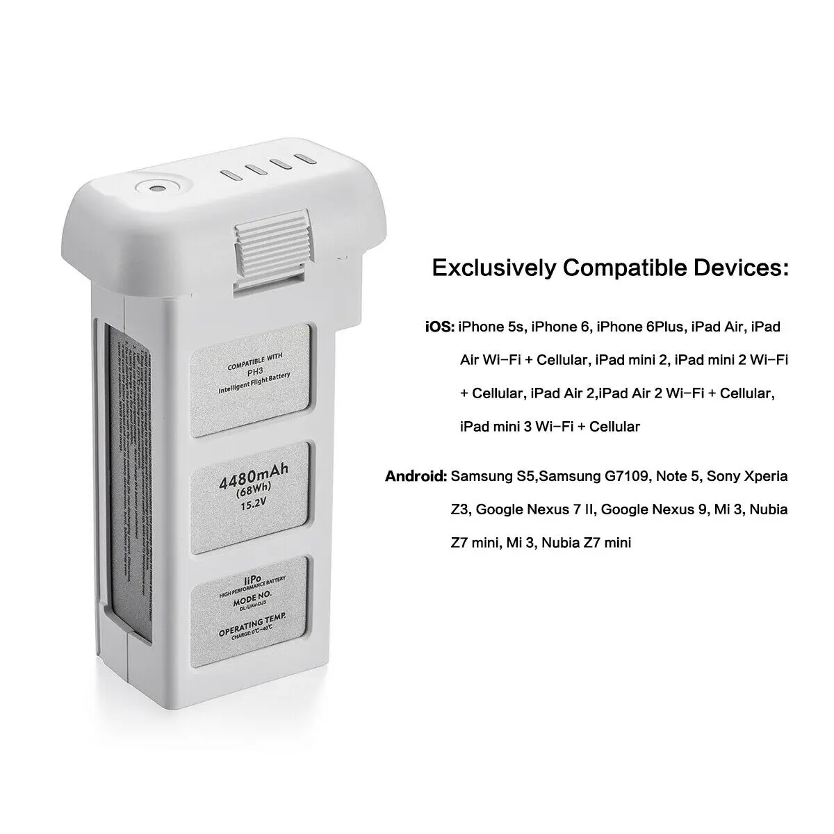 

15.2V 4480mAh For DJI Phantom 3 Pro Advanced Standard Intelligent LiPo Battery