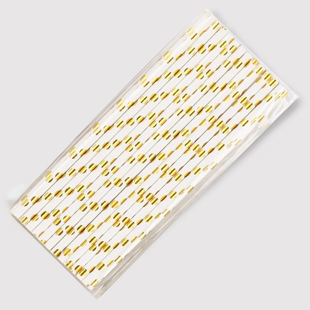 Gold Dots 25 шт питьевой бумаги соломинки Беби-Шауэр Свадьба День рождения соломы подарок на Рождество Хэллоуин вечерние мероприятия поставки - Цвет: Gold Dots