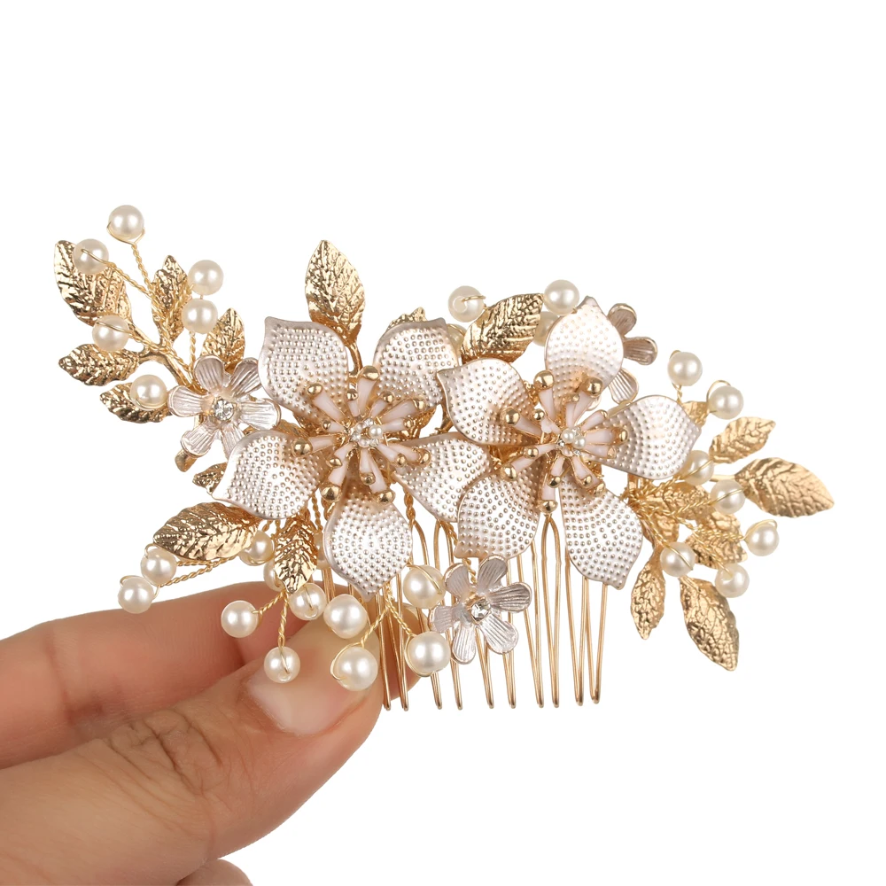 

Gold Leaves Hair Jewelry Hair Pins Blue Flower Hair Combs Headdress Bridal Wedding Hair Accessories Wedding Party Bridal Jewelry