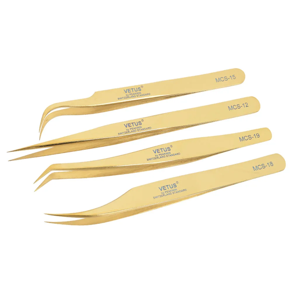 Прививка ресниц Пинцет ослепляющий цвет Золотое перо зажим высокой точности