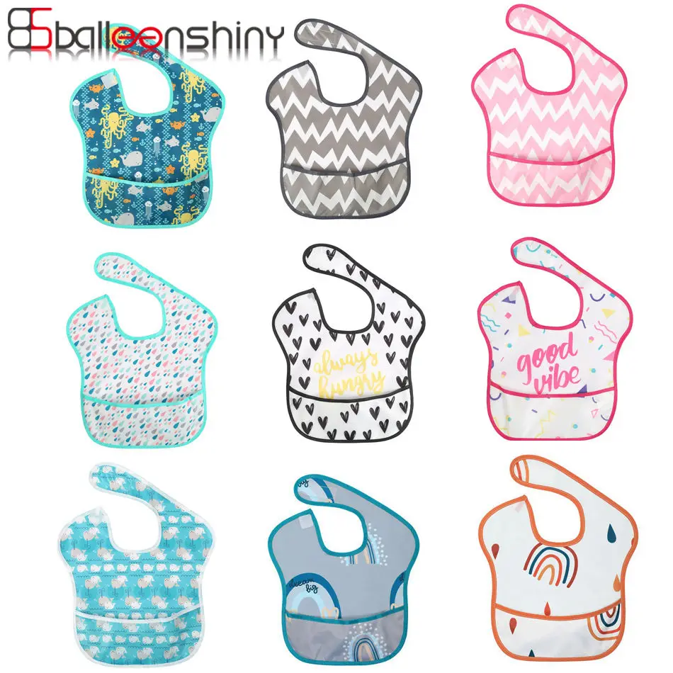 

Balleenshiny Kids Bibs Waterproof Overalls Baby Painting Anti-dirty Cloth Toddler Aprons Color Raindrops Baby Bibs Saliva Towels