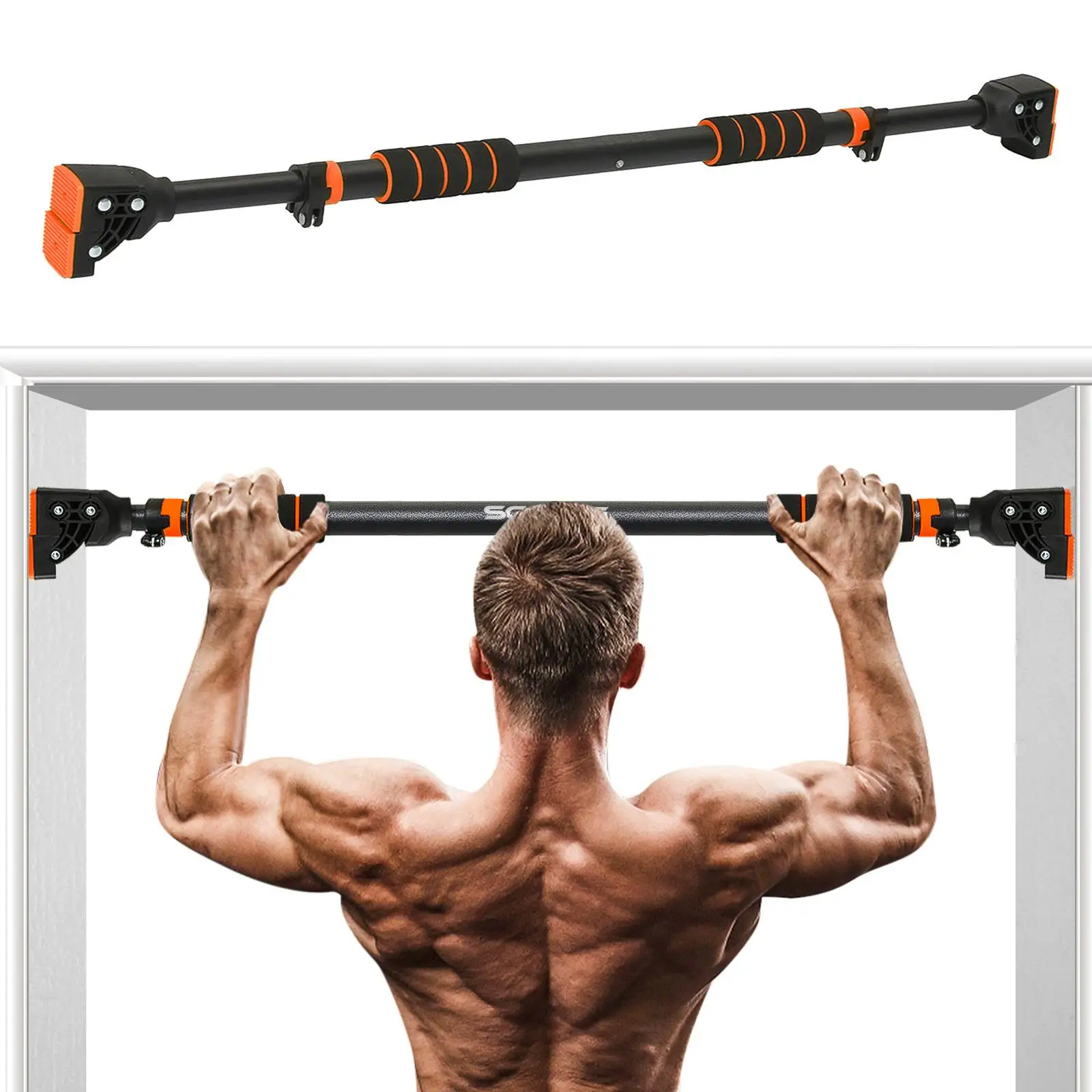 

SGODDE Home Adjustable Door Horizontal Bars Indoor Gym Training Workout Wall Pull Up Bar Station Chin Up Traction Exercise Sport