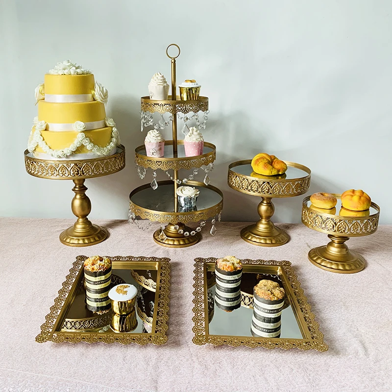 6pcs in set Подставка для торта круглая подставка для кекса металлическая подставка для десерта подставка для торта Золотая - Цвет: 6pcs in set
