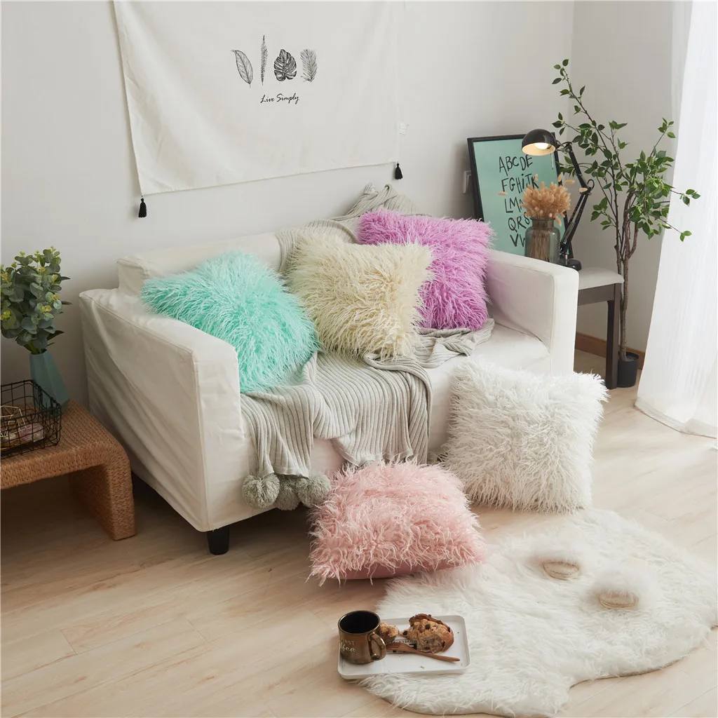 Чехол для подушки Ouneed Европейский плюшевый чехол Пляжная шерсть бархат домашний