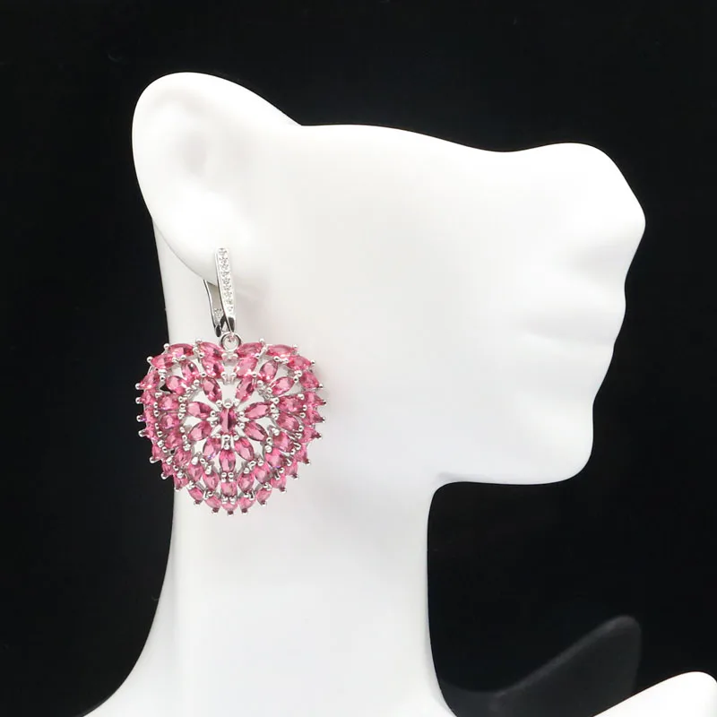 46x28 мм великолепные сердце Турмалин Париж голубой топаз белый циркон подарок