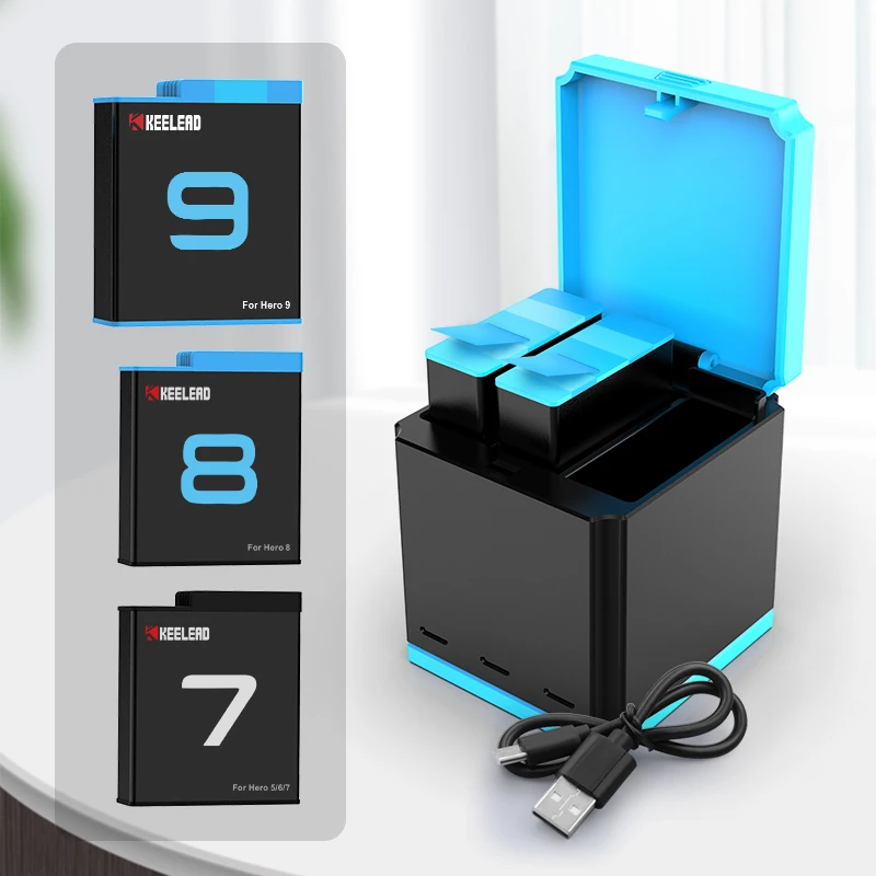 

Battery for GoPro Action Camera 9 LED Light Charger with Type-C for GoPro Hero Camera 8 7 6 5 Compatible with Original Battery