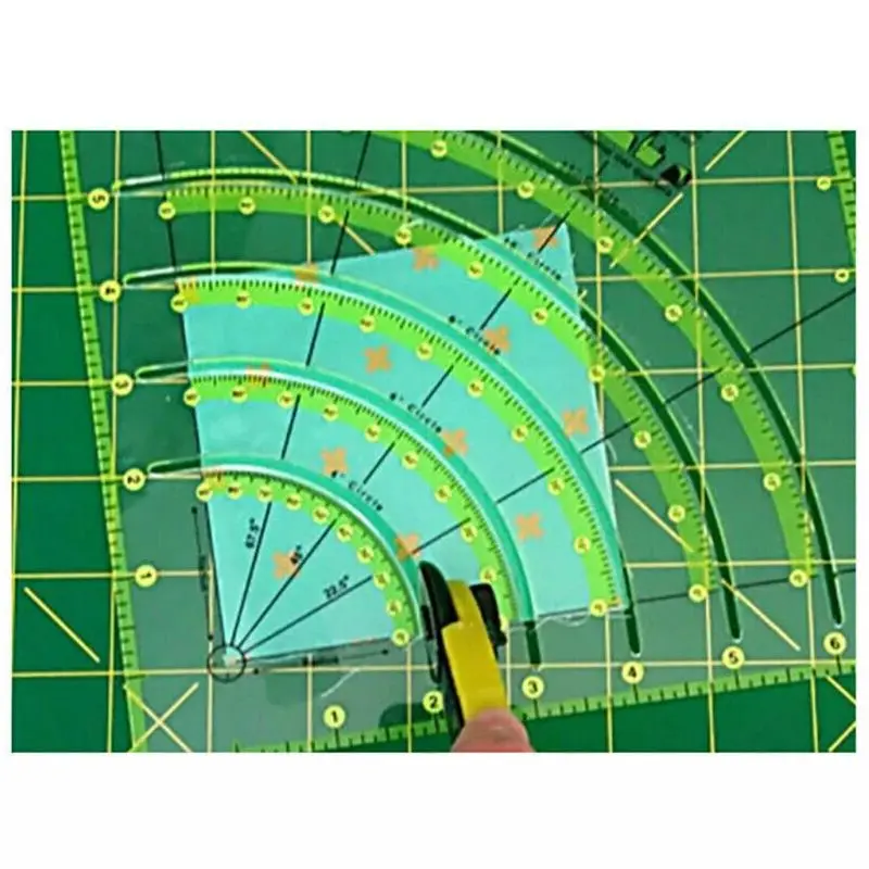 

Arcs & Fans Quilt Circle Cutter Ruler,Multifunctional Arc Cutting Patchwork Rule Y5JA