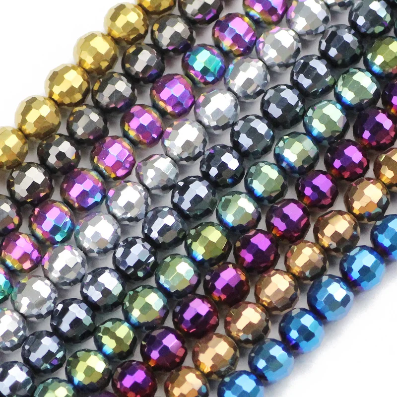 

JHNBY 8mm 96 Faceted Football Austrian crystal beads 50pcs plated color Round Loose beads Jewelry bracelet necklace making DIY