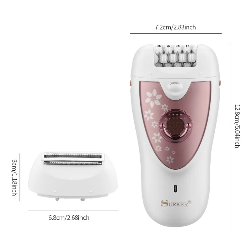 

2 in 1 Women Epilator Lady Shaver Electric Painless Hair Pulling Depilatory Device Leg Armpit Razor Bikini Trimmer Hair Remover