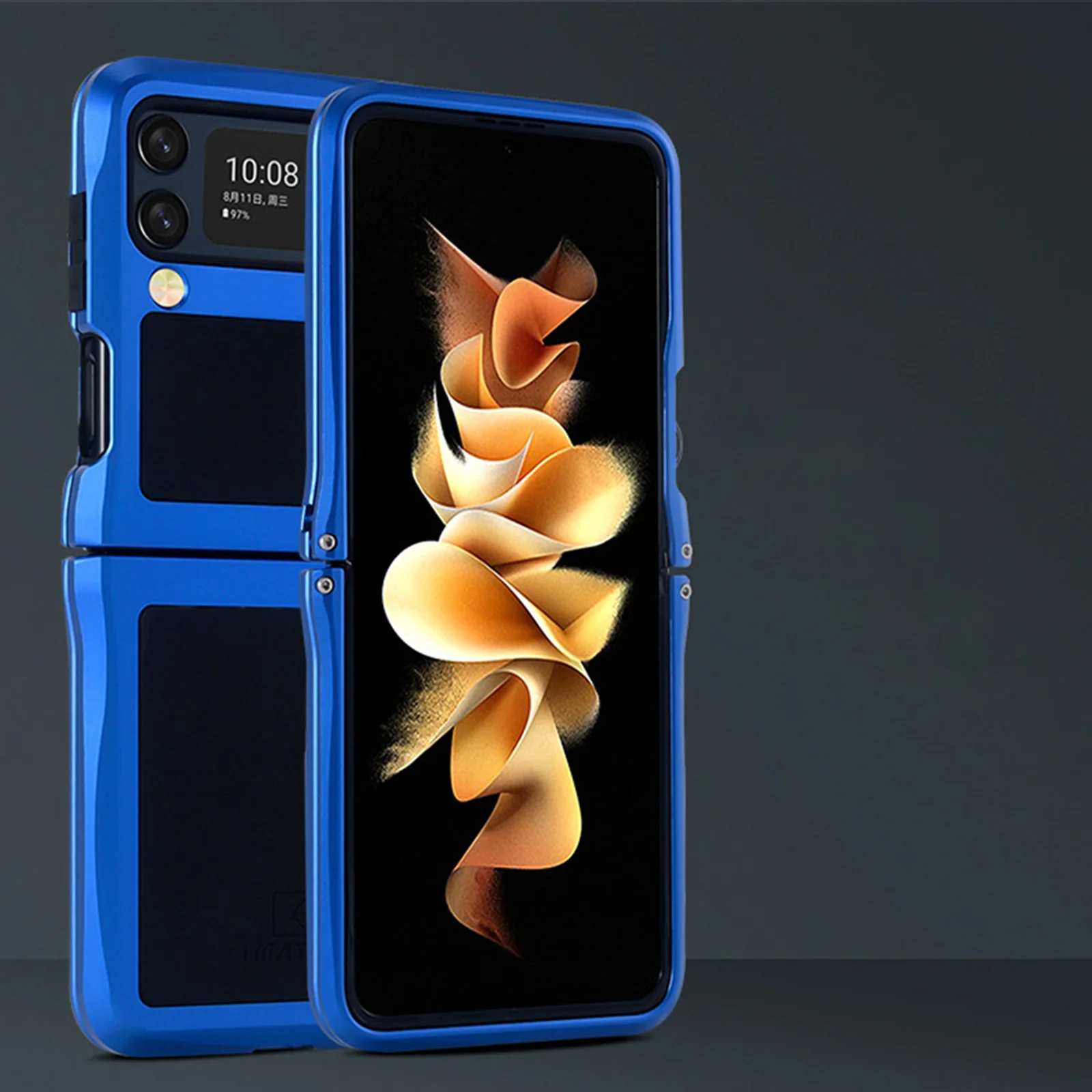 

Металлический чехол для Samsung Galaxy Z Flip3, мягкий силиконовый нескользящий Противоскользящий ударопрочный чехол с полным покрытием Z Flip3, чехол ...